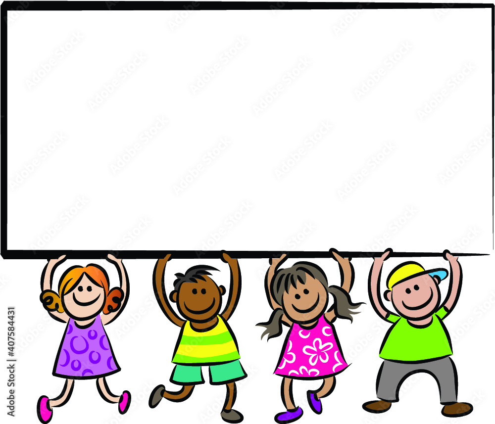 vector cartoon kids with card border frame background vector cartoon kids with card border frame background