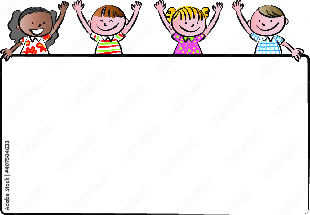 vector cartoon school kids holding card border vector cartoon school kids holding card border