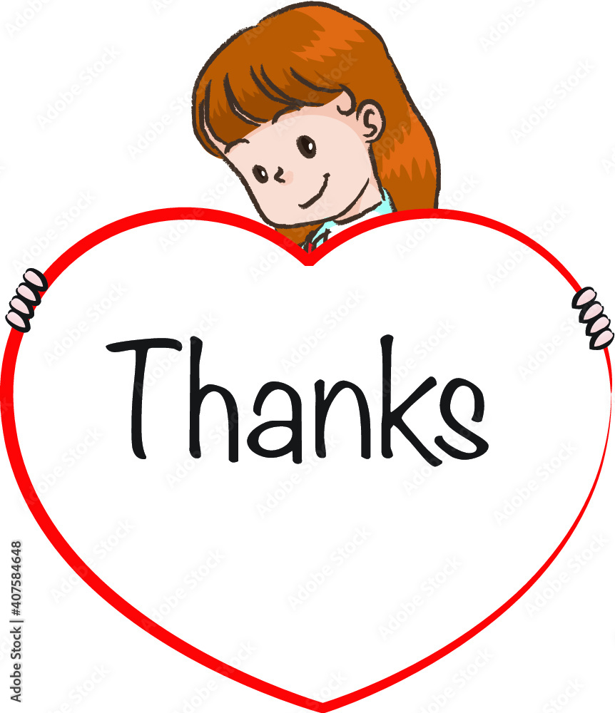 vector cartoon school kids holding heart shape card thank you Stock