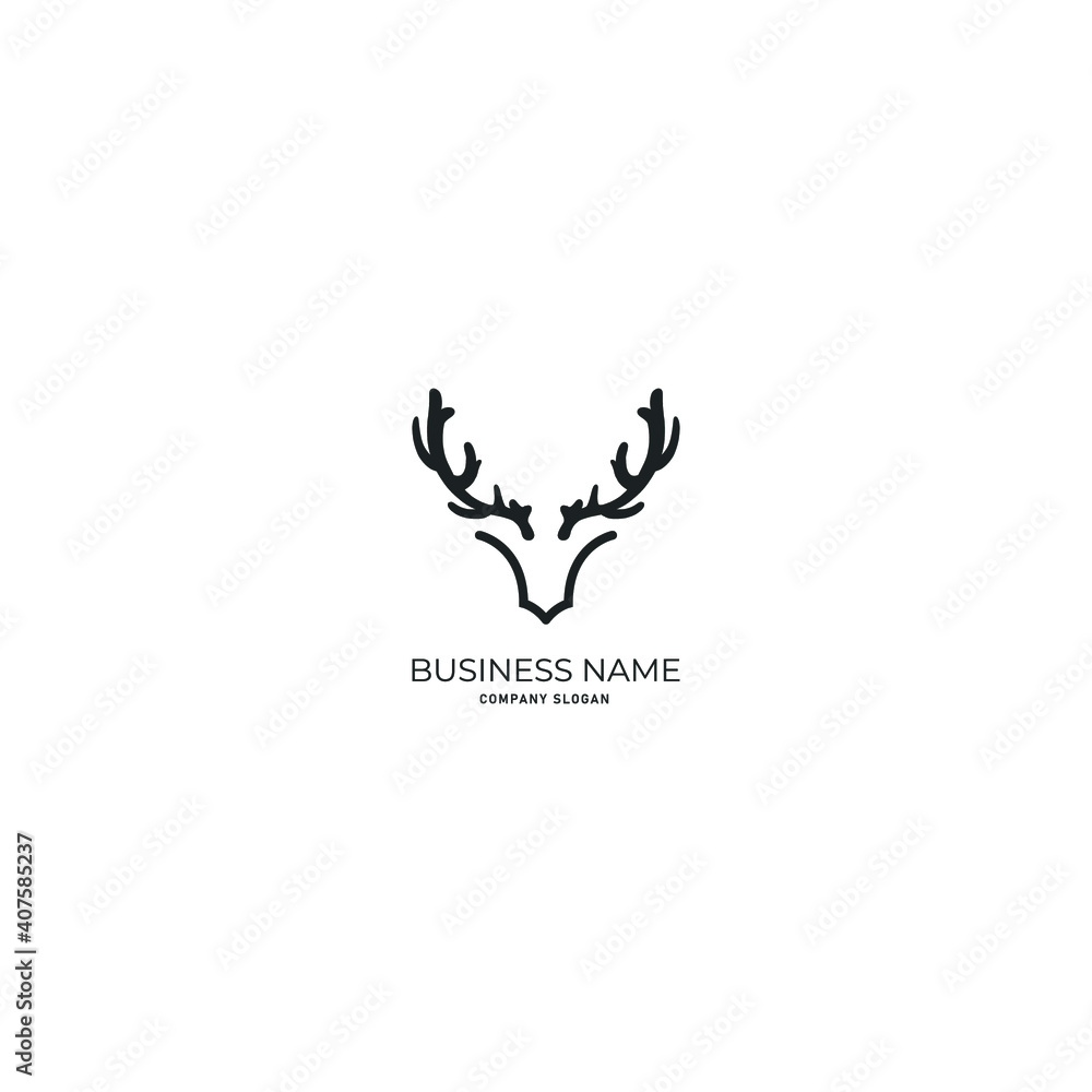 illustration of deer head logo icon design with black colour and white background illustration of deer head logo icon design with black colour and white background