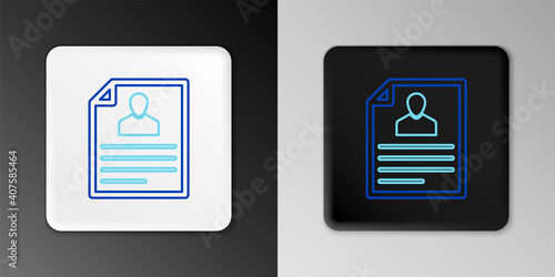 Line Resume icon isolated on grey background. CV application. Searching professional staff. Analyzing personnel resume. Colorful outline concept. Vector.