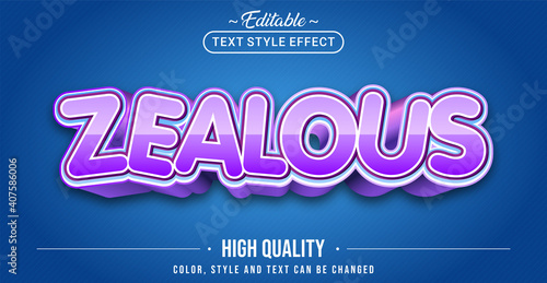 Принти на полотні Editable text style effect - Zealous text style theme.