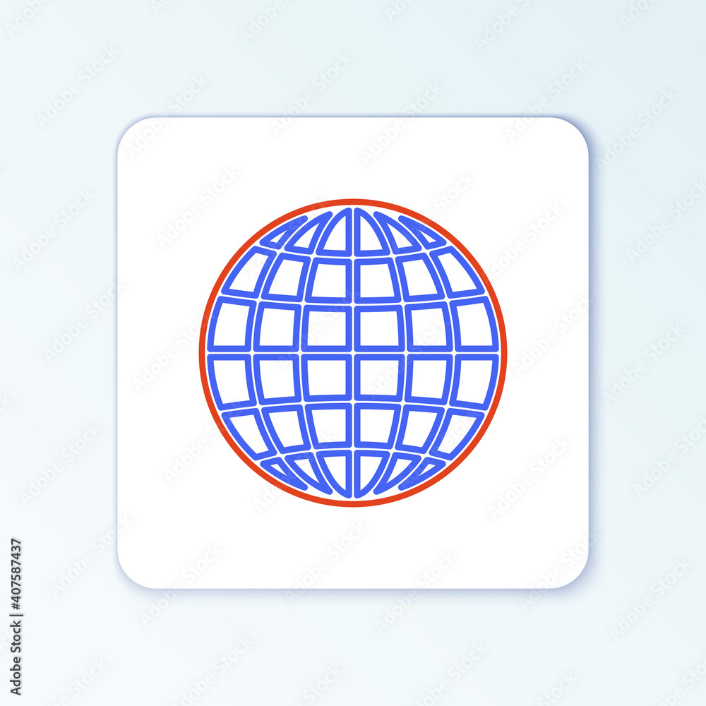 Line Earth globe icon isolated on white background. Colorful outline concept. Vector. Line Earth globe icon isolated on white background. Colorful outline concept. Vector.