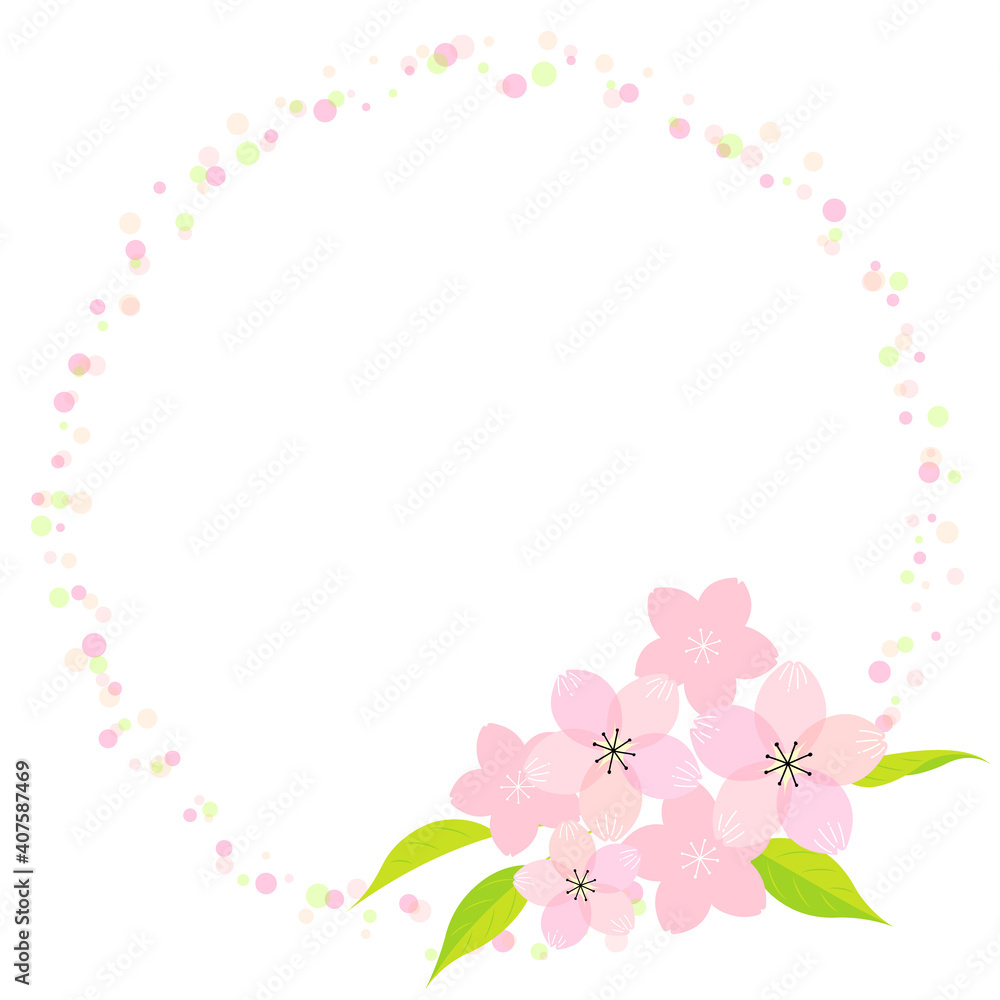 Frame material of cherry blossom illustration (vector, white background, cut out)