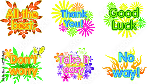 vector flowers plant greeting card emoji set