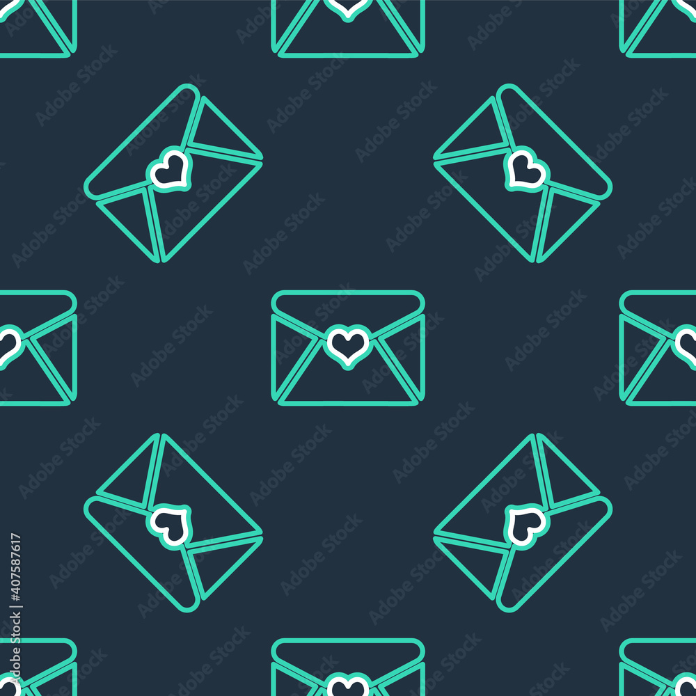 Line Envelope with Valentine heart icon isolated seamless pattern on black background. Letter love and romance. Vector. Line Envelope with Valentine heart icon isolated seamless pattern on black background. Letter love and romance. Vector.