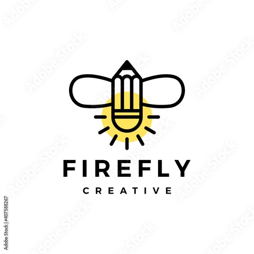 firefly pencil creative logo vector icon illustration