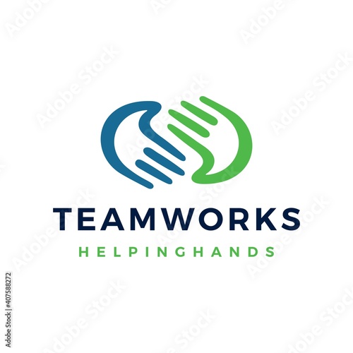 helping hand palm team work care logo vector icon illustration