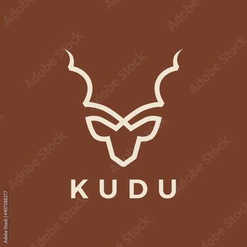 kudu head line outline logo vector icon illustration
