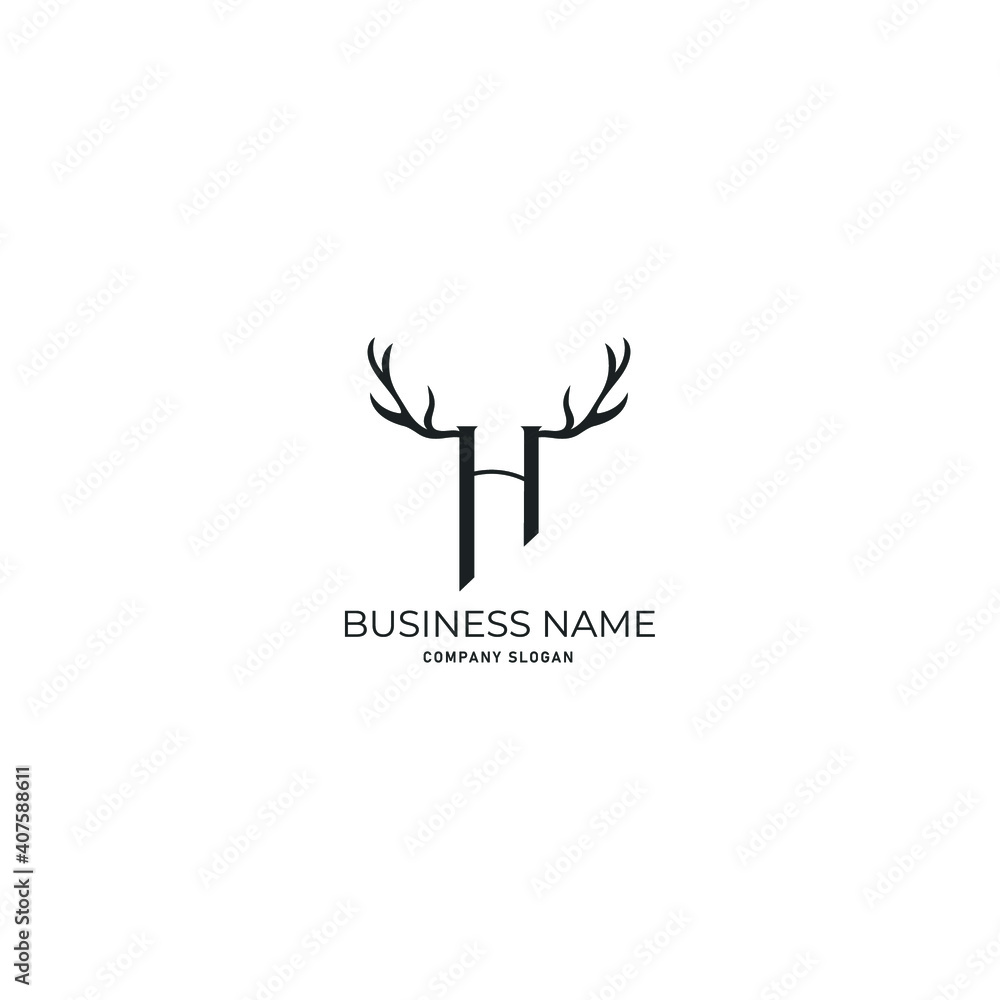 Minimal Letter H with horn Logo Design, Outstanding Professional Elegant Trendy Awesome Artistic  and Based Alphabet Iconic monogram Logo Design