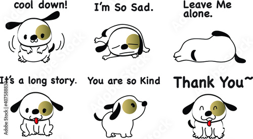 vector cartoon puppy emoji set