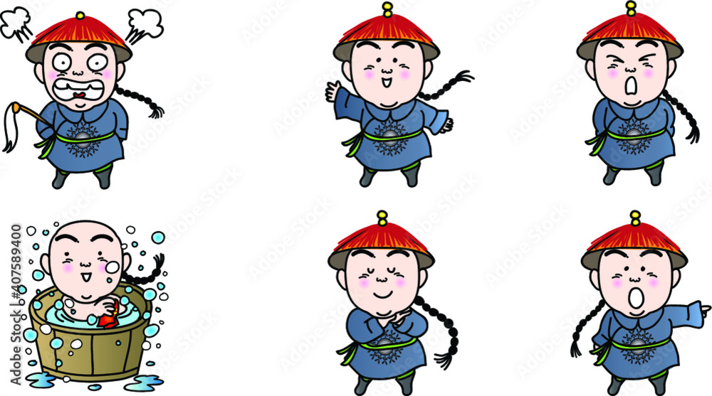 vector cartoon china Court drama girl emoji set vector cartoon china Court drama girl emoji set