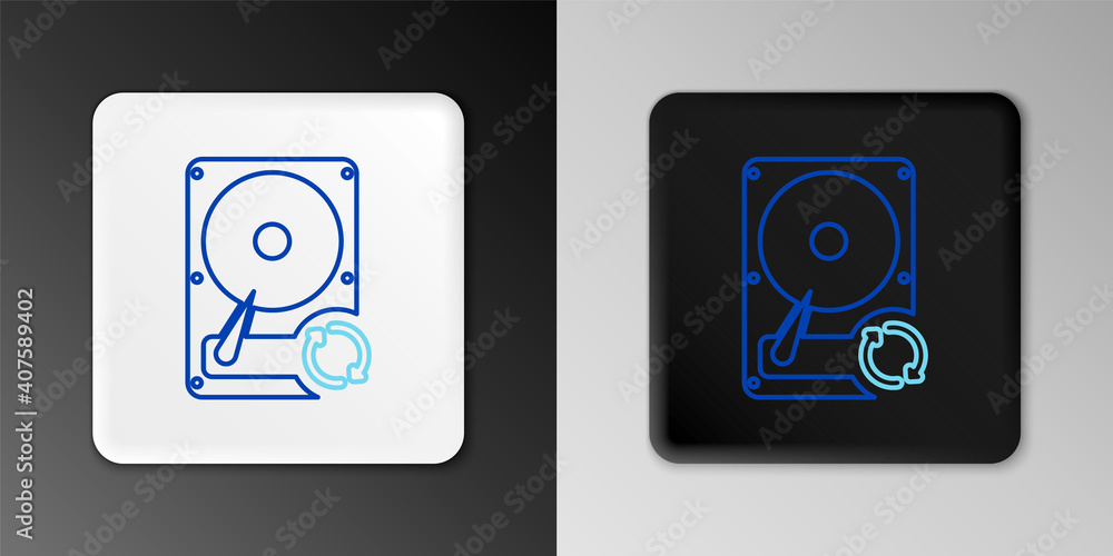 Line Hard disk drive HDD sync refresh icon isolated on grey background. Colorful outline concept. Vector. Line Hard disk drive HDD sync refresh icon isolated on grey background. Colorful outline concept. Vector.