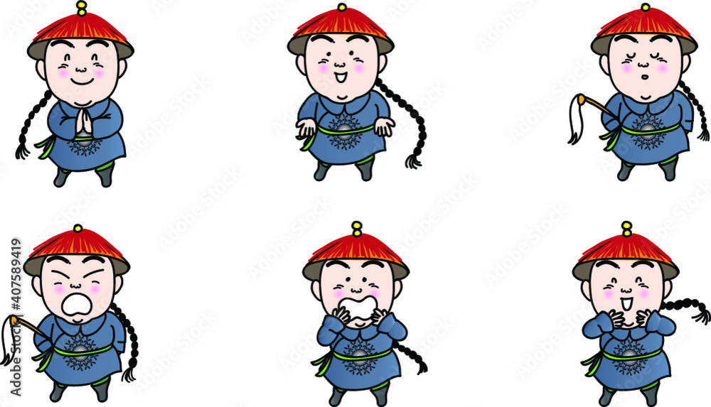 vector cartoon china Court drama girl emoji set vector cartoon china Court drama girl emoji set