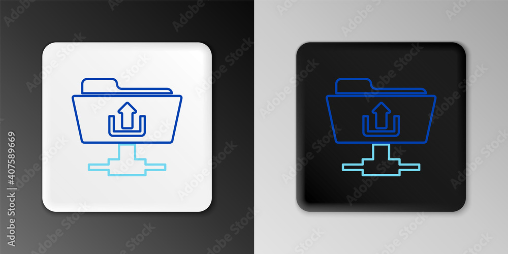 Line FTP folder upload icon isolated on grey background. Software update, transfer protocol, router, teamwork tool management, copy process. Colorful outline concept. Vector. Line FTP folder upload icon isolated on grey background. Software update, transfer protocol, router, teamwork tool management, copy process. Colorful outline concept. Vector.
