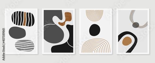 Abstract wall arts vector. Mural wall art. Hand draw organic shape design for wall framed prints, canvas artwork, canvas prints, poster, home decor, cover, wallpaper. Vector illustration.