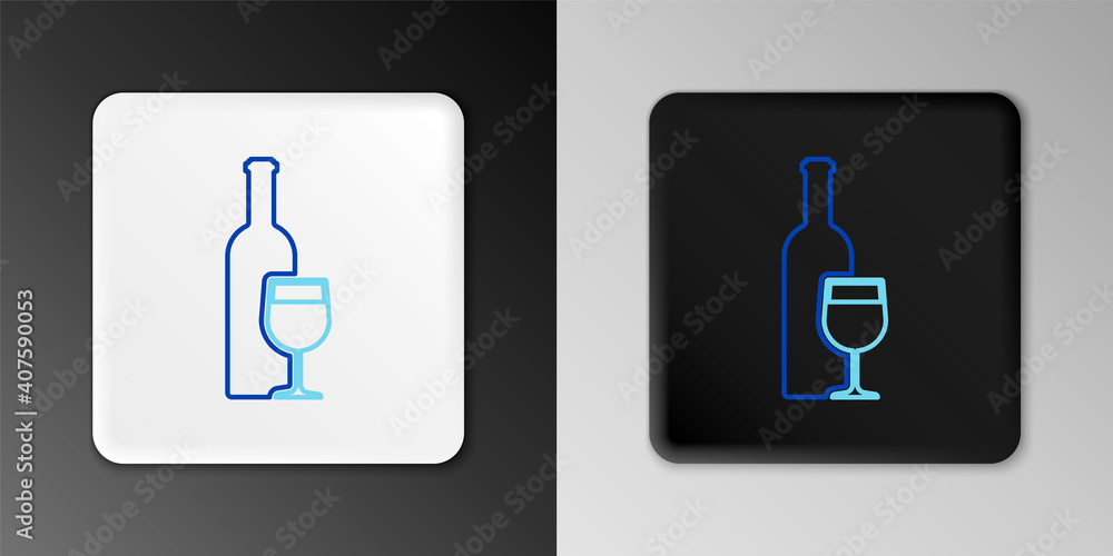 Line Wine bottle with wine glass icon isolated on grey background. Colorful outline concept. Vector. Line Wine bottle with wine glass icon isolated on grey background. Colorful outline concept. Vector.