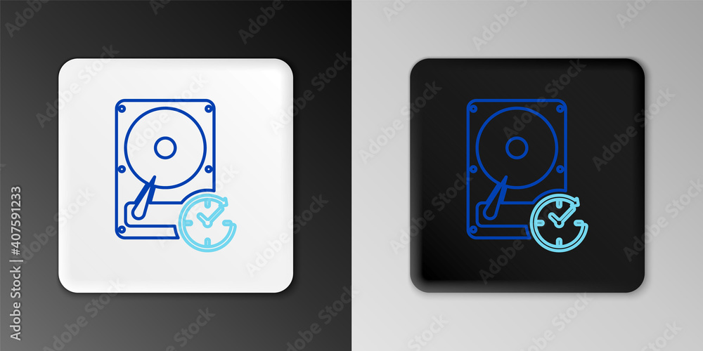 Line Hard disk drive with clockwise sign, data recovery icon isolated on grey background. Colorful outline concept. Vector. Line Hard disk drive with clockwise sign, data recovery icon isolated on grey background. Colorful outline concept. Vector.