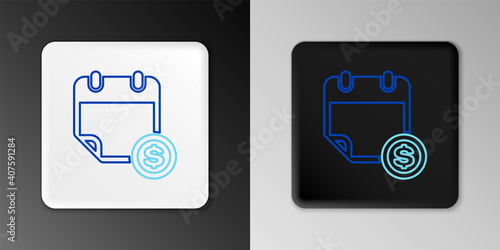 Line Financial calendar icon isolated on grey background. Annual payment day, monthly budget planning, fixed period concept, loan duration. Colorful outline concept. Vector.