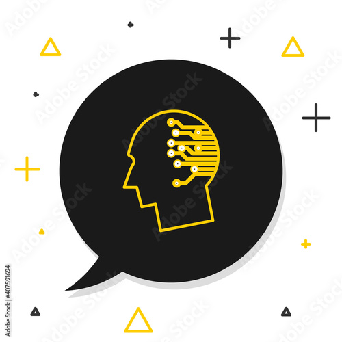 Line Bitcoin think icon isolated on white background. Cryptocurrency head. Blockchain technology, bitcoin, digital money market, cryptocoin wallet. Colorful outline concept. Vector.