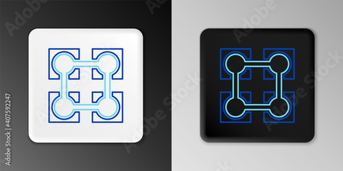 Line Blockchain technology icon isolated on grey background. Cryptocurrency data. Abstract geometric block chain network technology business. Colorful outline concept. Vector.