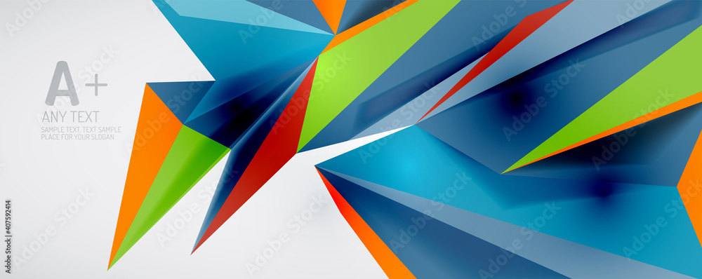 Vector triangle geometric backgrounds. Low poly 3d shape on light backdrop. Vector illustration for covers, banners, flyers and posters and other designs Vector triangle geometric backgrounds. Low poly 3d shape on light backdrop. Vector illustration for covers, banners, flyers and posters and other designs