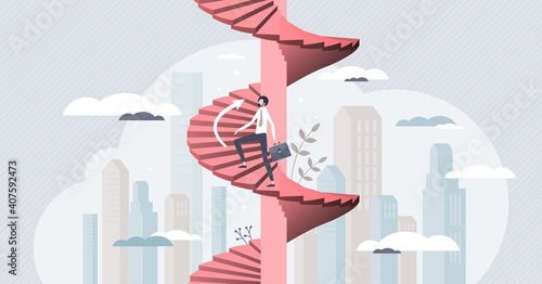 Career growth and job promotion as work achievement tiny persons concept