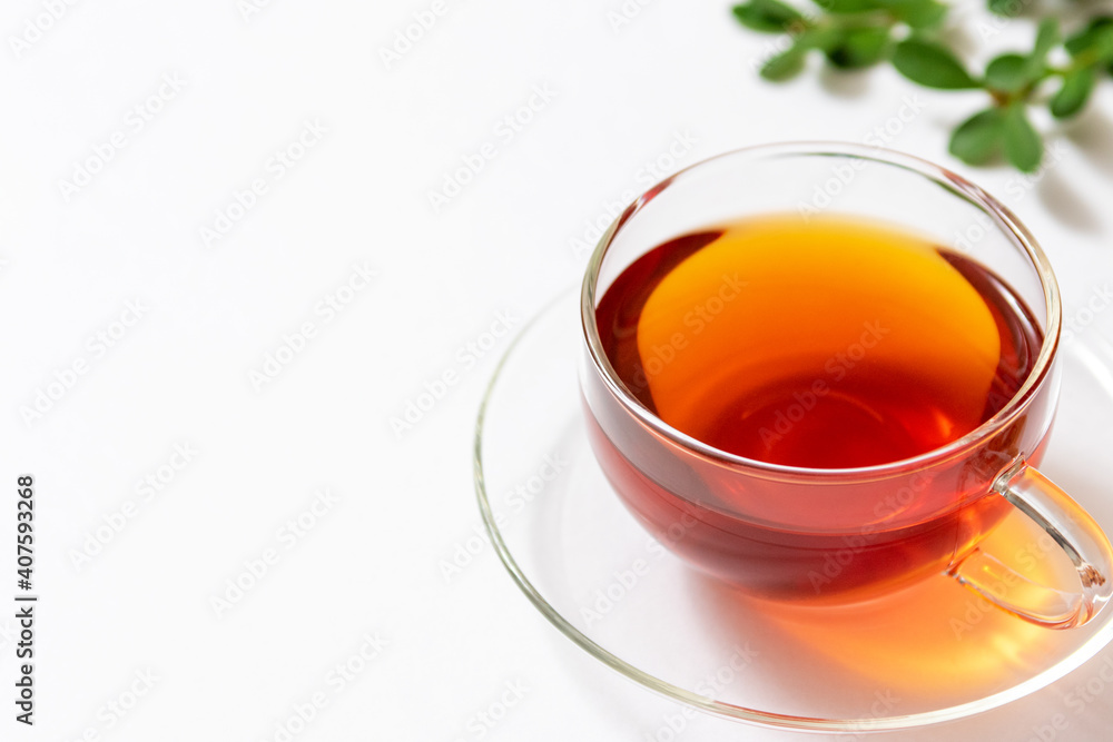 透明なティーカップに入った紅茶 透明なティーカップに入った紅茶