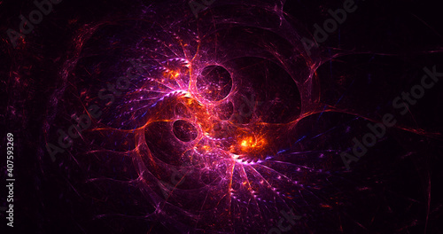 3D rendering abstract multicolor fractal light background