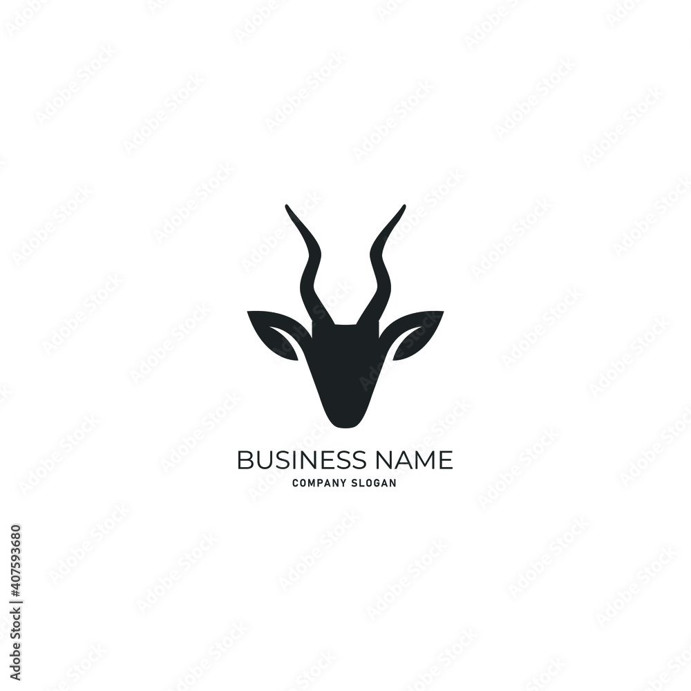 illustration of deer head logo icon design with black colour and white background