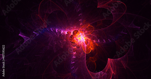 3D rendering abstract multicolor fractal light background