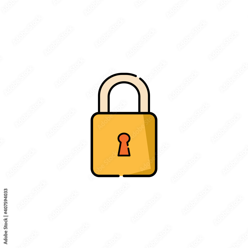 lock and key isolate icon on white background. Vector illustration in flat cartoon design. lock and key isolate icon on white background. Vector illustration in flat cartoon design.