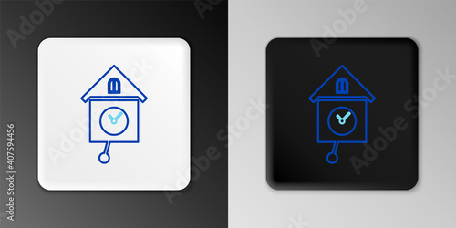 Line Retro wall watch icon isolated on grey background. Cuckoo clock sign. Antique pendulum clock. Colorful outline concept. Vector.
