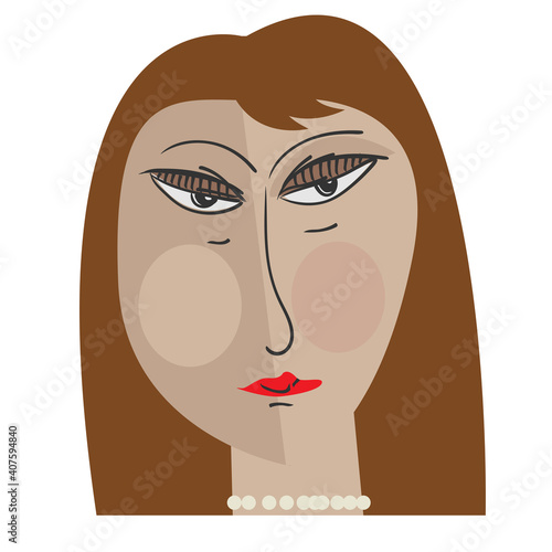 Beauty young female face. Abstract portrait, geometric shapes