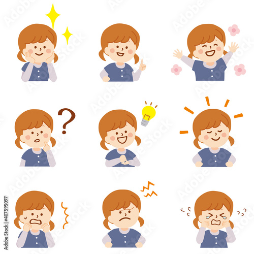 幼い女の子の表情のイラスト