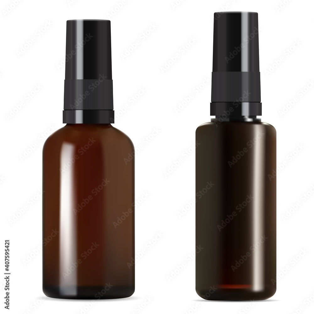 Brown glass bottle. Medical syrup amber vial with screw cap. Realistic essential oil bottles 3d mockup, vitamin cosmetic. Pharmaceutical drug jar with dropper lid, apothecary packaging Brown glass bottle. Medical syrup amber vial with screw cap. Realistic essential oil bottles 3d mockup, vitamin cosmetic. Pharmaceutical drug jar with dropper lid, apothecary packaging