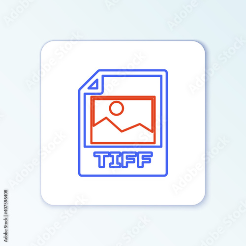 Line TIFF file document. Download tiff button icon isolated on white background. TIFF file symbol. Colorful outline concept. Vector.