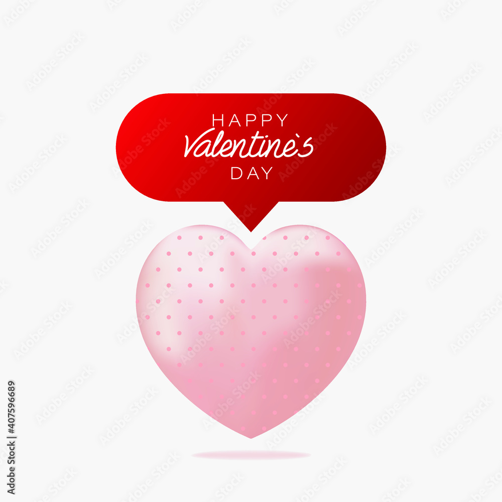 Card or Flyer Valentine realistic pink heart Like counter, comment follower and notification symbol