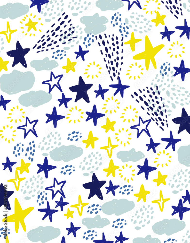 Fototapeta premium ドローイングの星空のベクターイラスト背景素材
