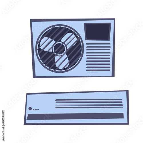 air conditioner and unit. flat isolated 2d vector