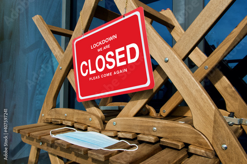 Lockdown, Shutdown eines Restaurants währen der Corona-Pandemie