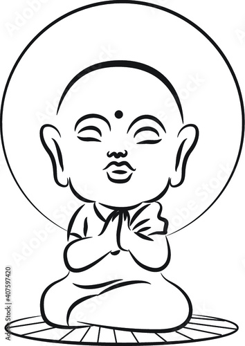 vector cartoon drawing buddha