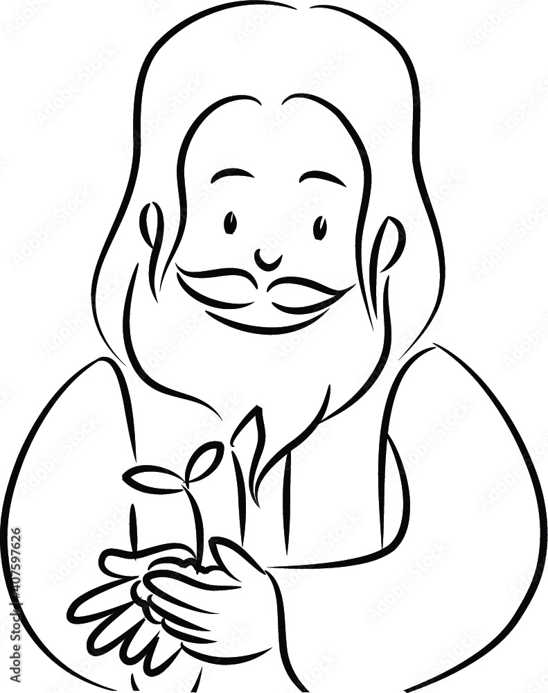 Fototapeta premium vector drawing cartoon Jesus Christ with love