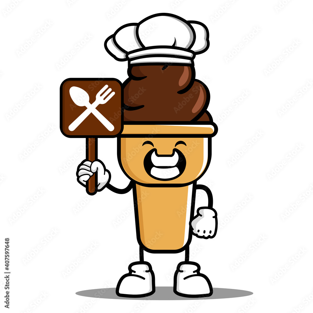 cute ice cream cartoon mascot character