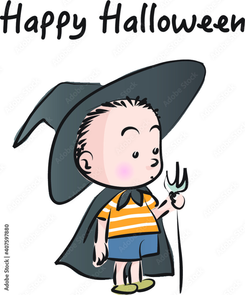 vector drawing cartoon happy halloween comic fun vector drawing cartoon happy halloween comic fun