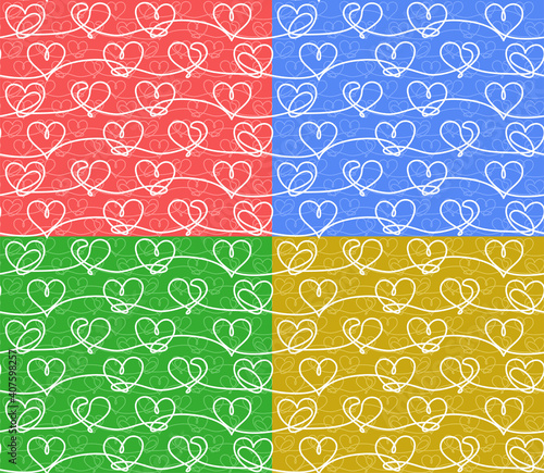 The Seamless color backgrounds with hearts.