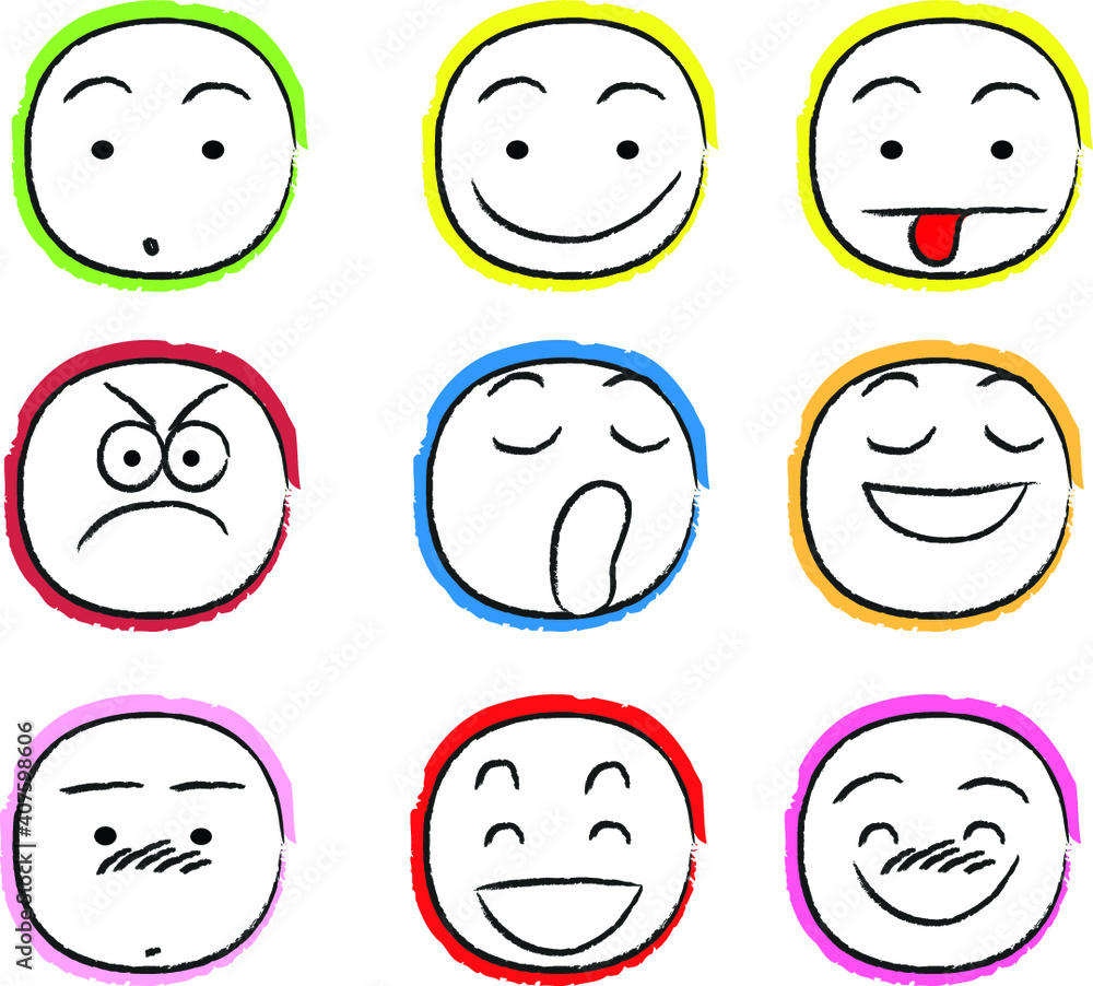 vector cartoon face emoji set vector cartoon face emoji set