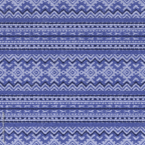 Woven plakhta is a fabric of bright colors with an abstract geometric pattern. The national fabric is blue, the texture background is close. 3D-rendering