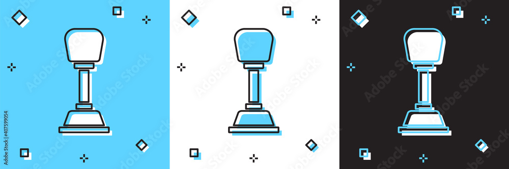 Set Gear shifter icon isolated on blue and white, black background. Manual transmission icon. Vector. Set Gear shifter icon isolated on blue and white, black background. Manual transmission icon. Vector.