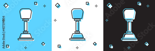 Set Gear shifter icon isolated on blue and white, black background. Manual transmission icon. Vector.